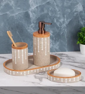 Vibe 4Pcs Bathroom Set Polyresin Bath Set Sandstone