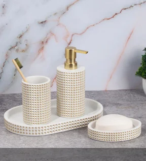 Vibe 4Pcs Bathroom Set Polyresin Bath Set Gold