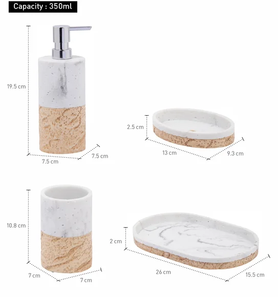 Vibe 4Pcs Bathroom Set Polyresin Bath Set Beige