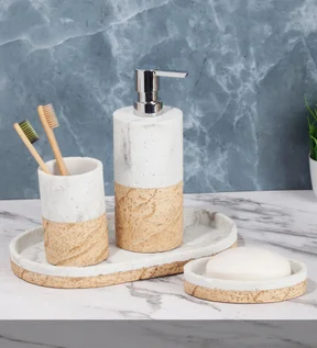Vibe 4Pcs Bathroom Set Polyresin Bath Set Beige
