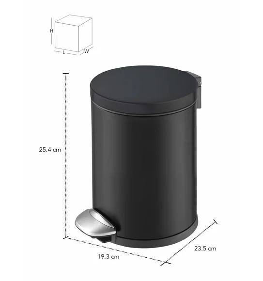 Eko 9219 Luna Soft Close Fingerprint Resistant Step Bin Black