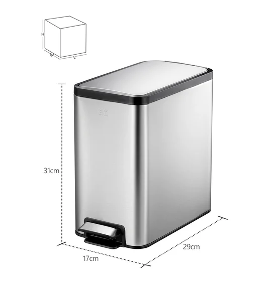 Eko 9376 Eco Slim Stainless Steel Fingerprint Resistant Step Bin Metallic