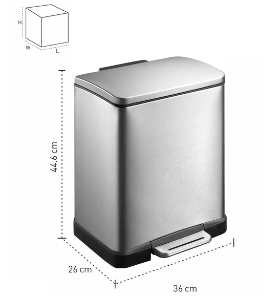 Eko 9268 E Cube Soft Close Fingerprint Resistant Step Bin Metallic