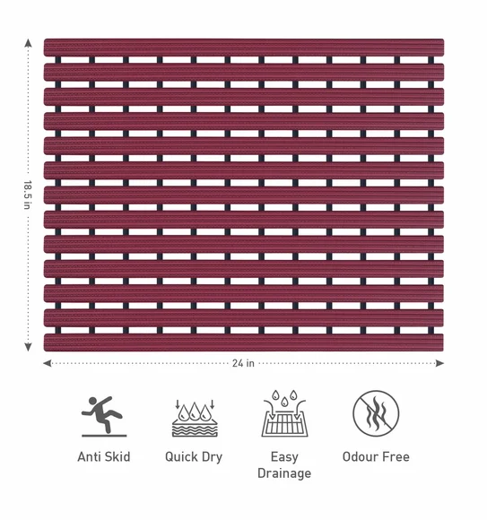 Fredy PVC Shower Mat Mehroon