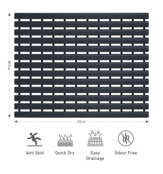 Fredy PVC Shower Mat Black