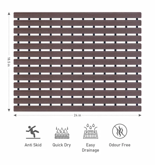 Fredy PVC Shower Mat Chocolate