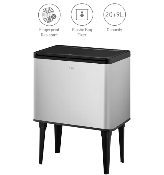Eko Touch Button Sensor Bin Metallic