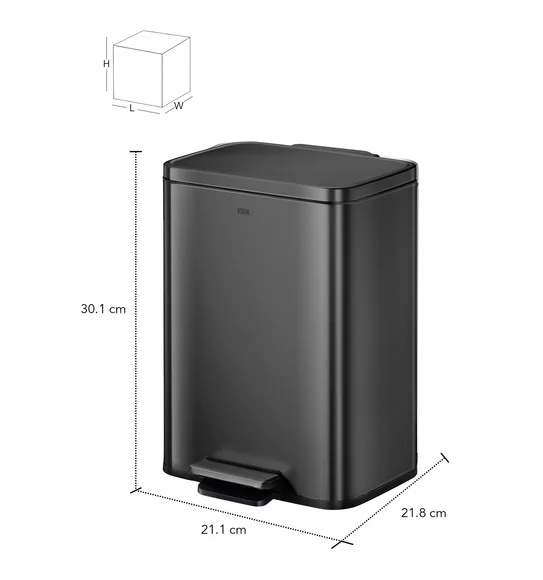 Eko 9361 Madison Fingerprint Resistant Step Bin Black Steel