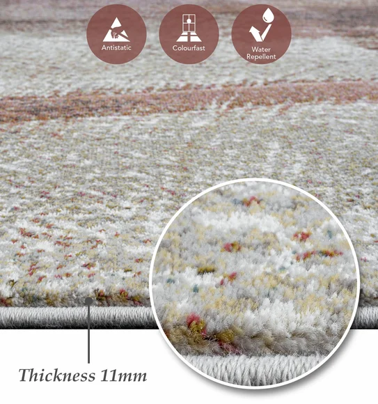 Aquarius Abstract Machine Made Runner Brown and Beige