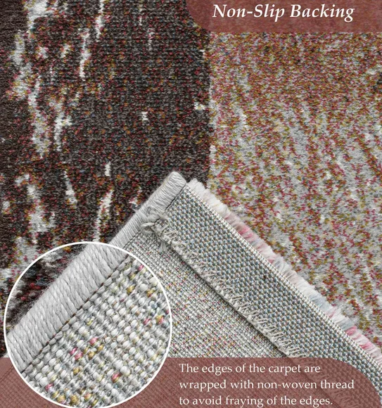 Aquarius Abstract Machine Made Runner Brown and Beige