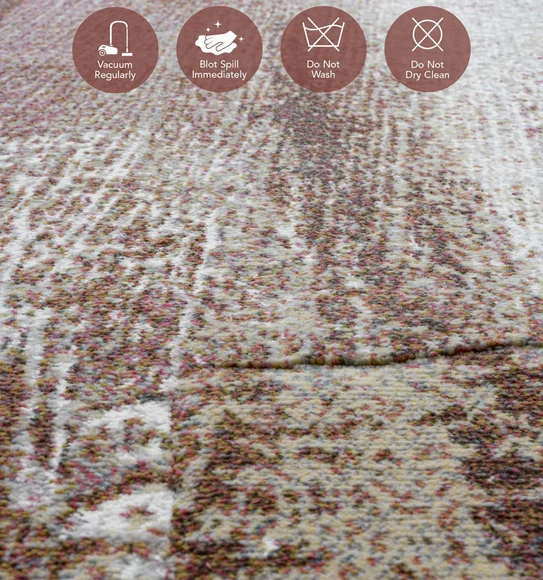 Aquarius Abstract Machine Made Runner Brown and Beige