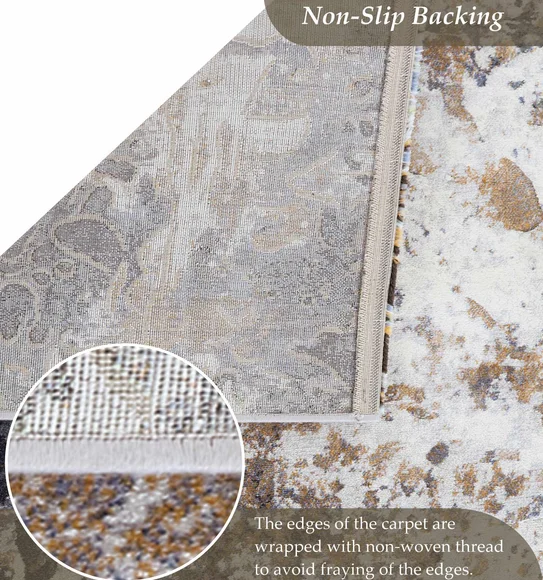 Aquarius Abstract Machine Made Carpet Grey
