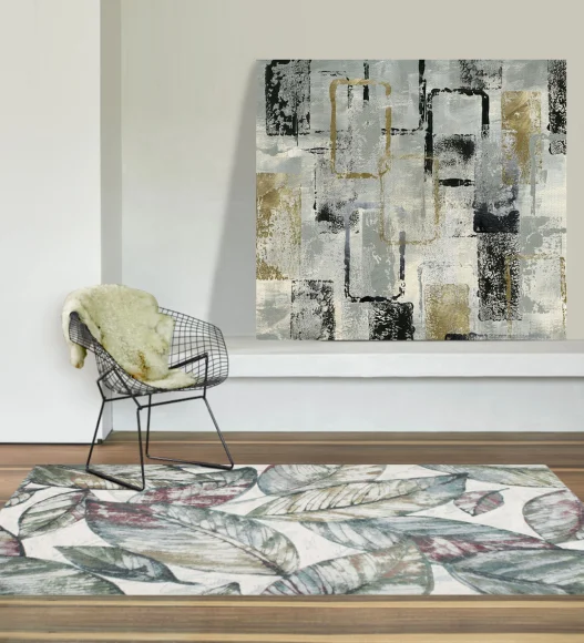 Aquarius Floral Machine Made Carpet Grey