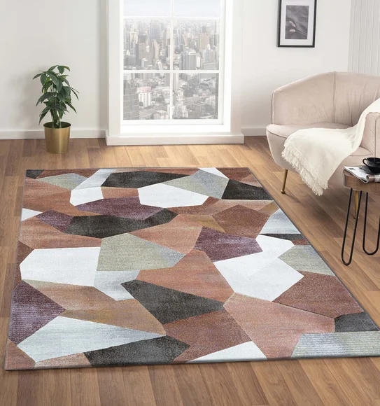 Aquarius Abstract Machine Made Carpet Rust and Olive