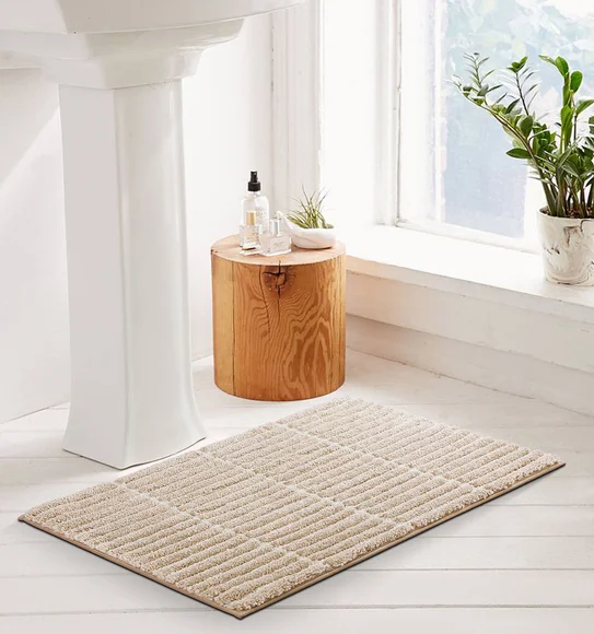 Hermosa Quick Dry Anti Skid Bath Mat Linen Beige