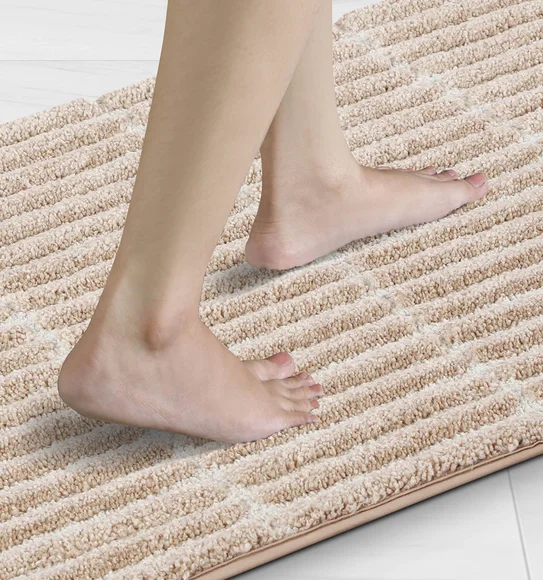 Hermosa Quick Dry Anti Skid Bath Mat Linen Beige