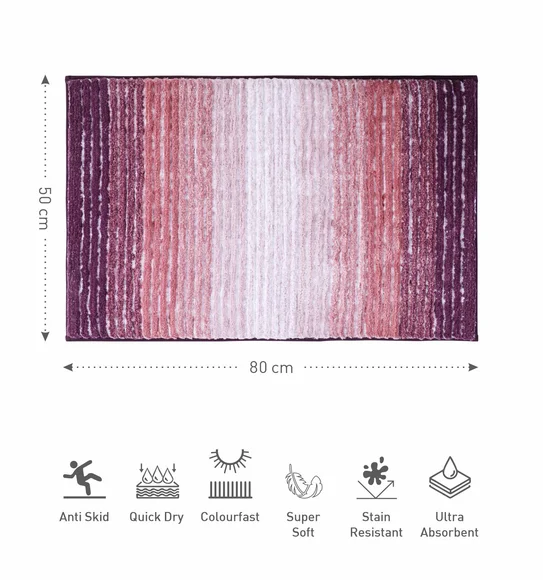 Hermosa Quick Dry Anti Skid Bath Mat Mauve