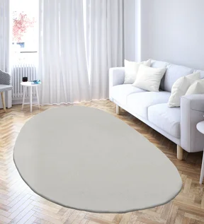 Angola 2 Solid Oval Shaped Carpet Silver