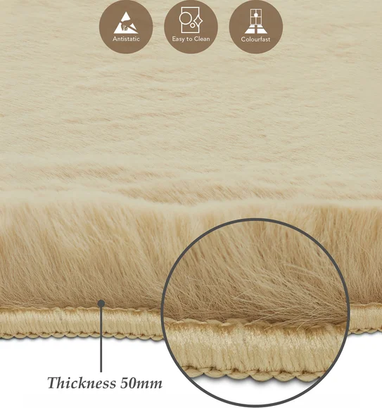 Angola 2 Solid Oval Shaped Carpet Beige