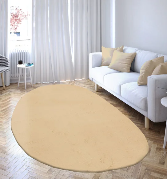 Angola 2 Solid Oval Shaped Carpet Camel