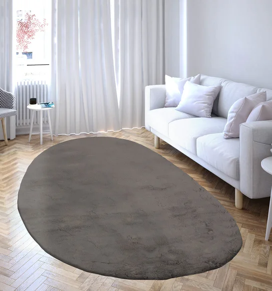 Angola 2 Solid Oval Shaped Carpet D Grey
