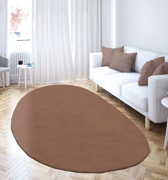 Angola 2 Solid Oval Shaped Carpet Brown