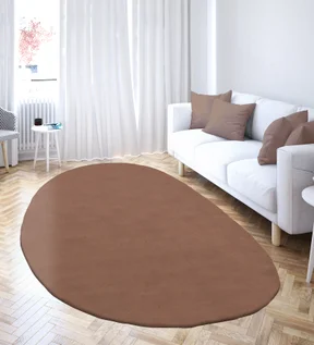 Angola 2 Solid Oval Shaped Carpet Brown