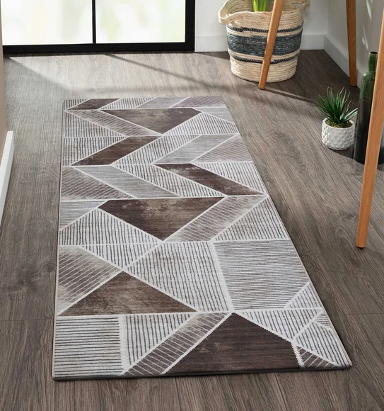 Pop Geometric Runner Brown and Cream