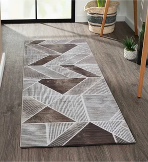 Pop Geometric Runner Brown and Cream