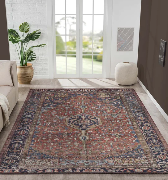 Pop Classical Carpet Rust and Navy