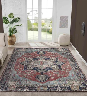 Pop Classical Carpet Rust and Blue