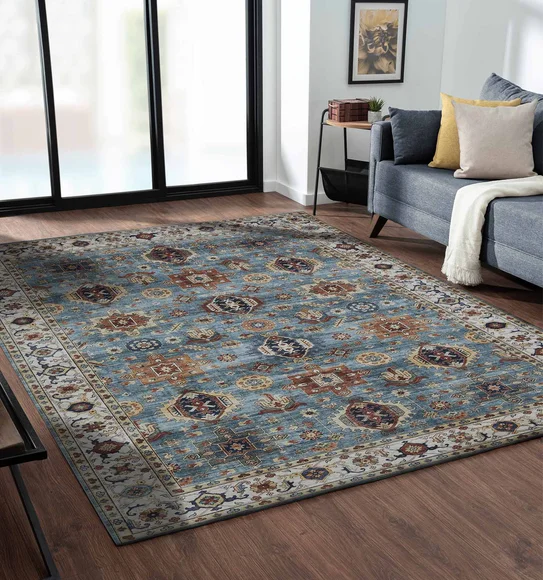 Pop Classical Carpet Sky Blue and Cream