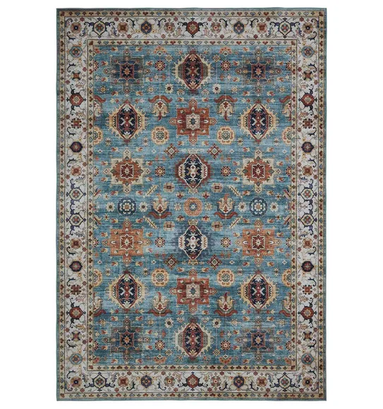 Pop Classical Carpet Sky Blue and Cream