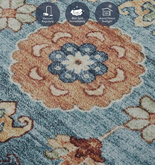 Pop Classical Carpet Sky Blue and Cream