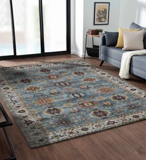 Pop Classical Carpet Sky Blue and Cream