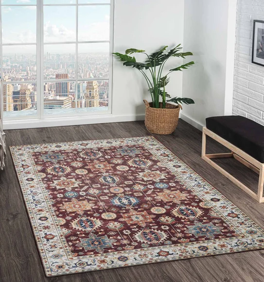 Pop Classical Carpet Maroon and Cream