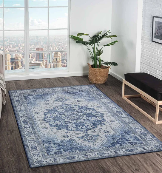 Pop Classical Carpet Blue and Ivory