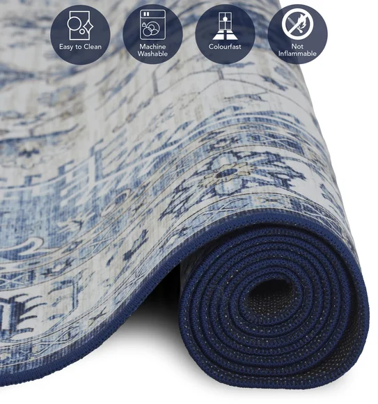 Pop Classical Carpet Blue and Ivory