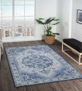 Pop Classical Carpet Blue and Ivory