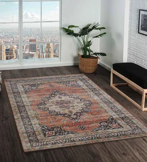 Pop Classical Carpet Orange and Charcoal