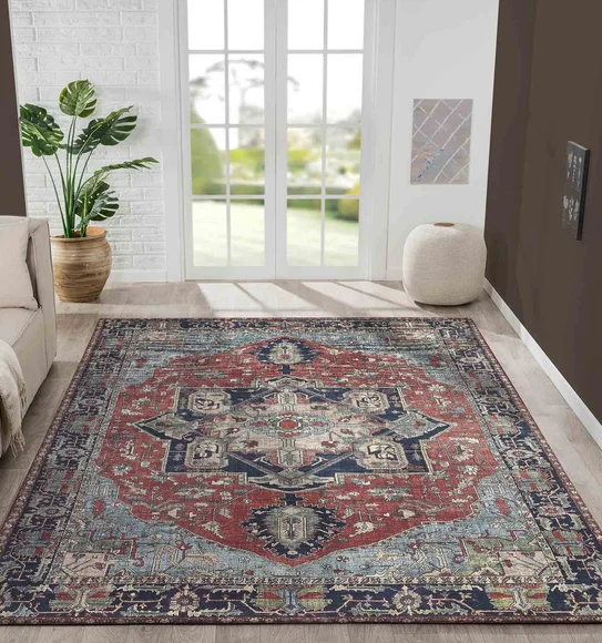 Pop Classical Carpet Rust and Blue