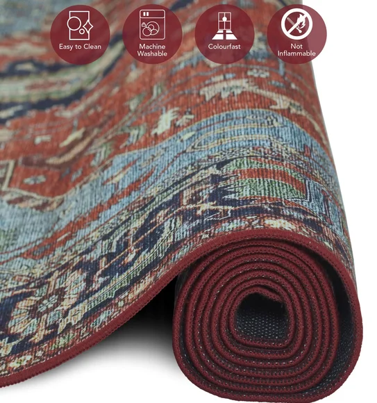 Pop Classical Carpet Rust and Blue