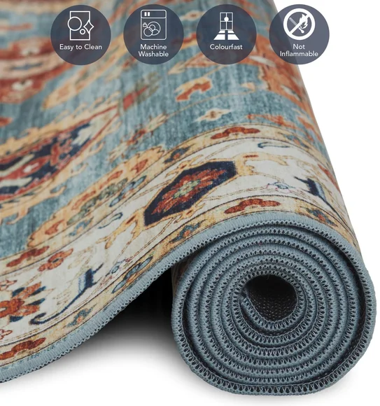 Pop Classical Carpet Sky Blue and Cream