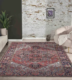 Pop Classical Carpet Navy and Rust