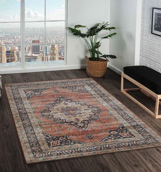 Pop Classical Carpet Orange and Charcoal