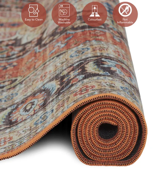 Pop Classical Carpet Orange and Charcoal