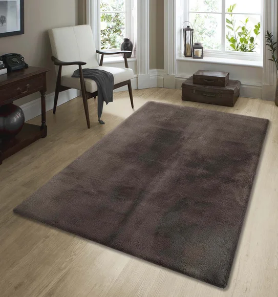 New Oslo Rabit Fur Carpet Dark Mouse