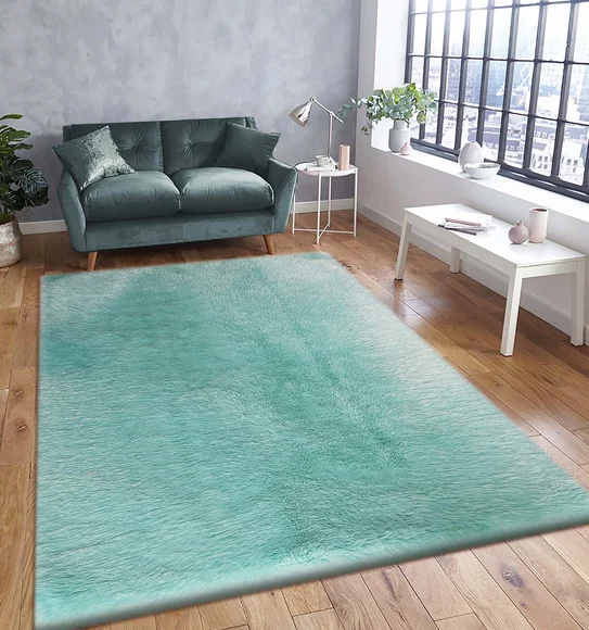 Fiona Solid Machine Made Carpet Teal Blue