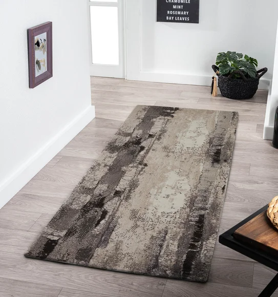 Alan Polypropylene Abstract Runner Grey and Brown