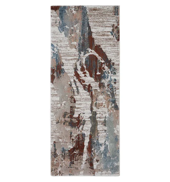 Alan Polypropylene Abstract Runner Rust and Cream